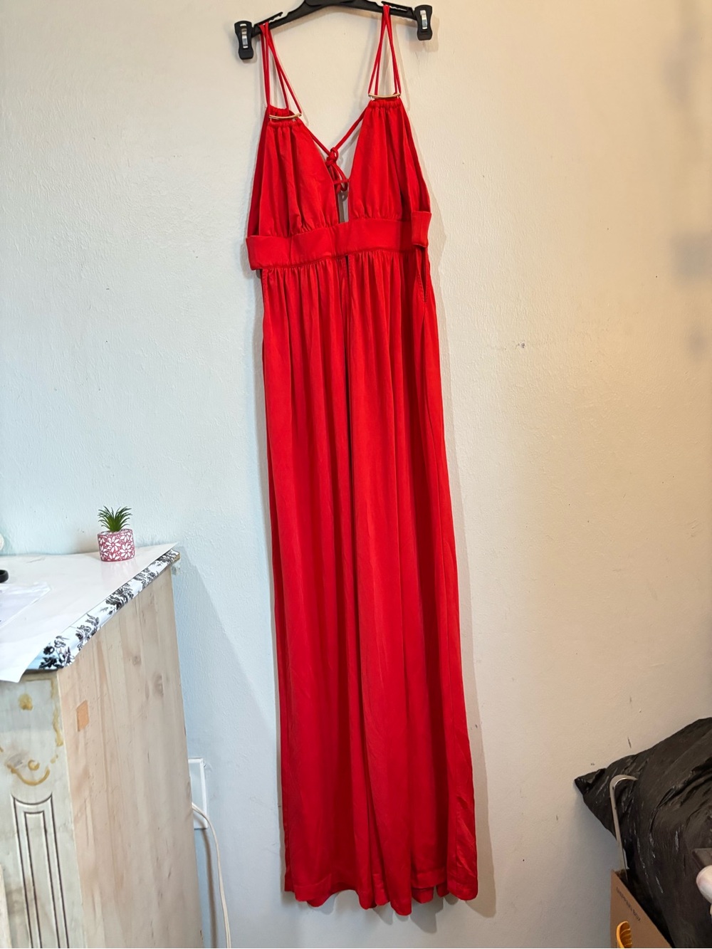Mustard Seed Red Strappy Maxi Jumpsuit